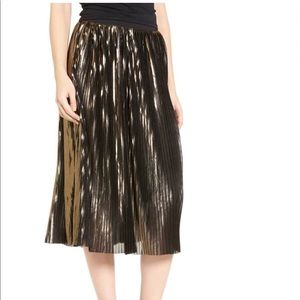 Mid Length Gold Pleated Skirt